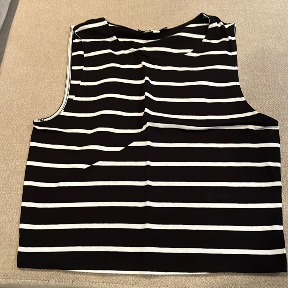 Express Black and White Boxy Sleeveless Tank Top